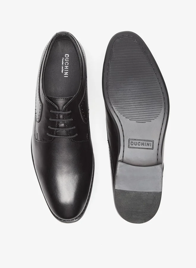 دوتشيني Duchini Men's Solid Derby Shoes with Lace-Up Closure
