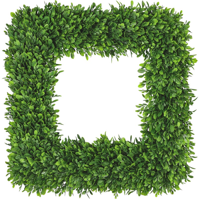 Artgar 20Inch Boxwood Wreath, Spring Wreaths for Front Door, Realistic Green Square Boxwood Wreath for Year-Round Decor, Artificial Summer Wreaths for Wedding Farmhouse Indoor/Outdoor Porch Decor - Image 1