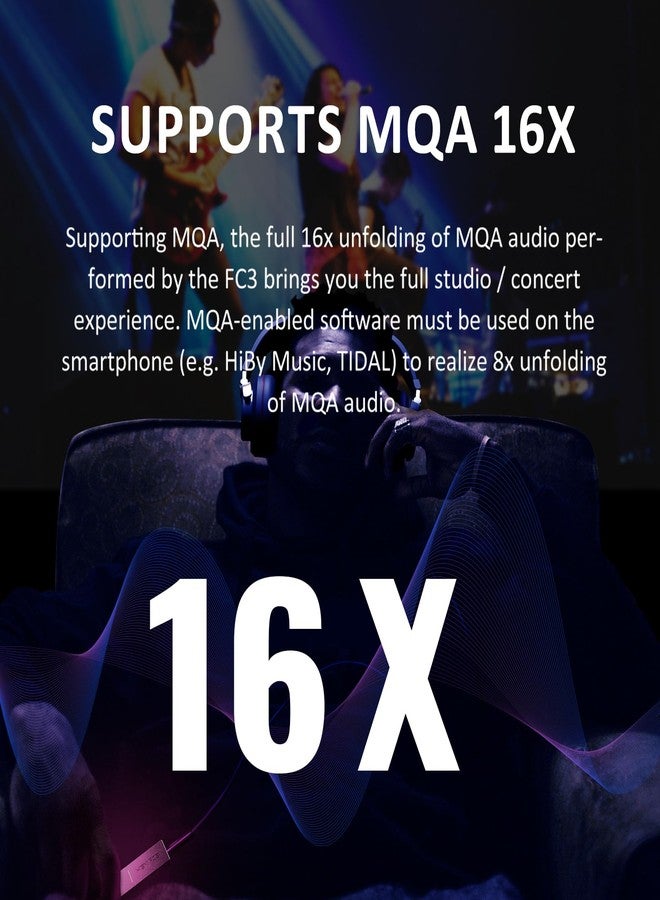 HiBy FC3 USB DAC with Display Hi-Res Audio 112mW Output Power Support PCM DSD MQA dongle for iPhone/MAC/Android/Windows(Black) - Image 3