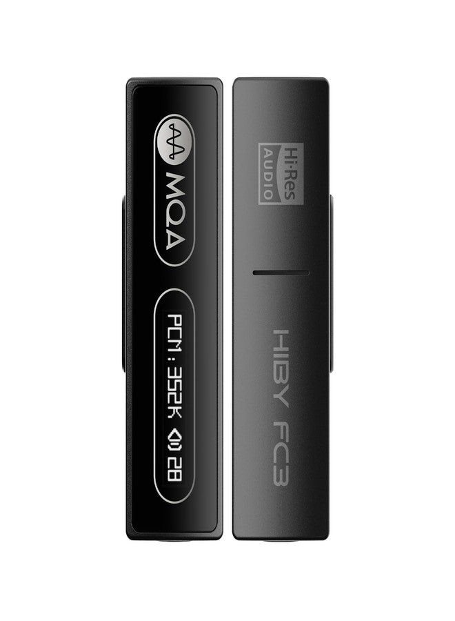 HiBy FC3 USB DAC with Display Hi-Res Audio 112mW Output Power Support PCM DSD MQA dongle for iPhone/MAC/Android/Windows(Black) - Image 1