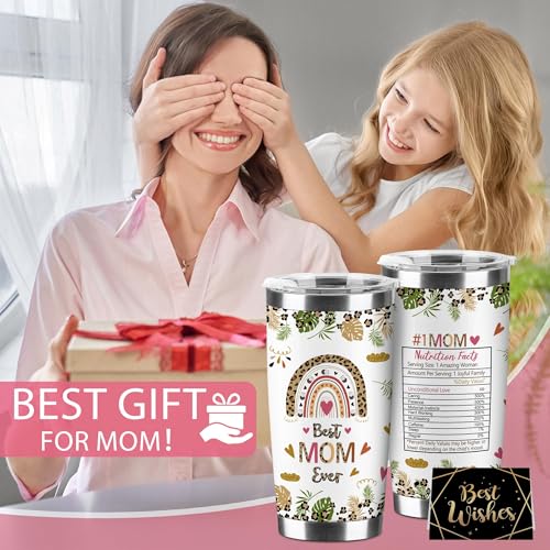 Hexagram Mothers Day Mom Gifts from Daughter, Best Mom Ever 20 oz Tumbler, Moms Birthday Gifts from Son, Moms 18/8 Stainless Steel Coffee Cup with Lid, Mothers Day Mama Present - Image 5