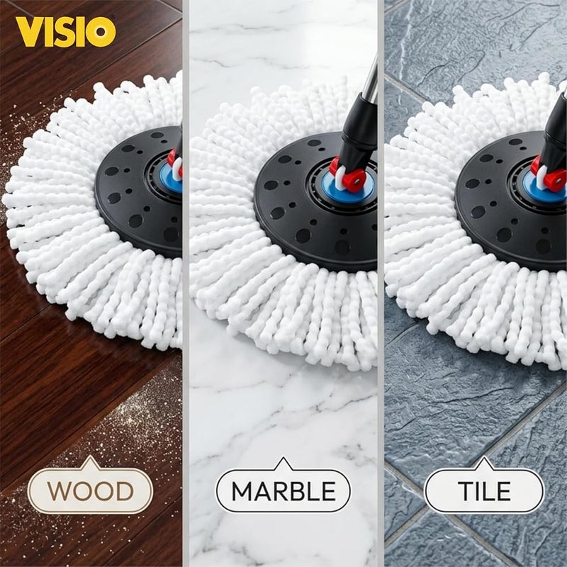 فيسيو منظف أرضيات من نوع VISIO بزاوية دوران 360 درجة، يمكن ضبط ارتفاعه، مع 2 عبوات إضافية - Image 2
