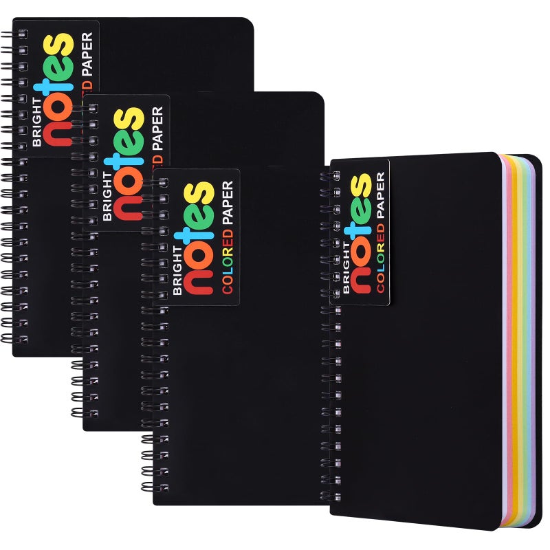LABUK 4 Pack 5 x 7in Spiral Notebook, Spiral Journals, Poly Cover 7 Bright Neon Colored Lined Paper Memo Pads 100 Sheets/200 Pages for School, Office - Image 1
