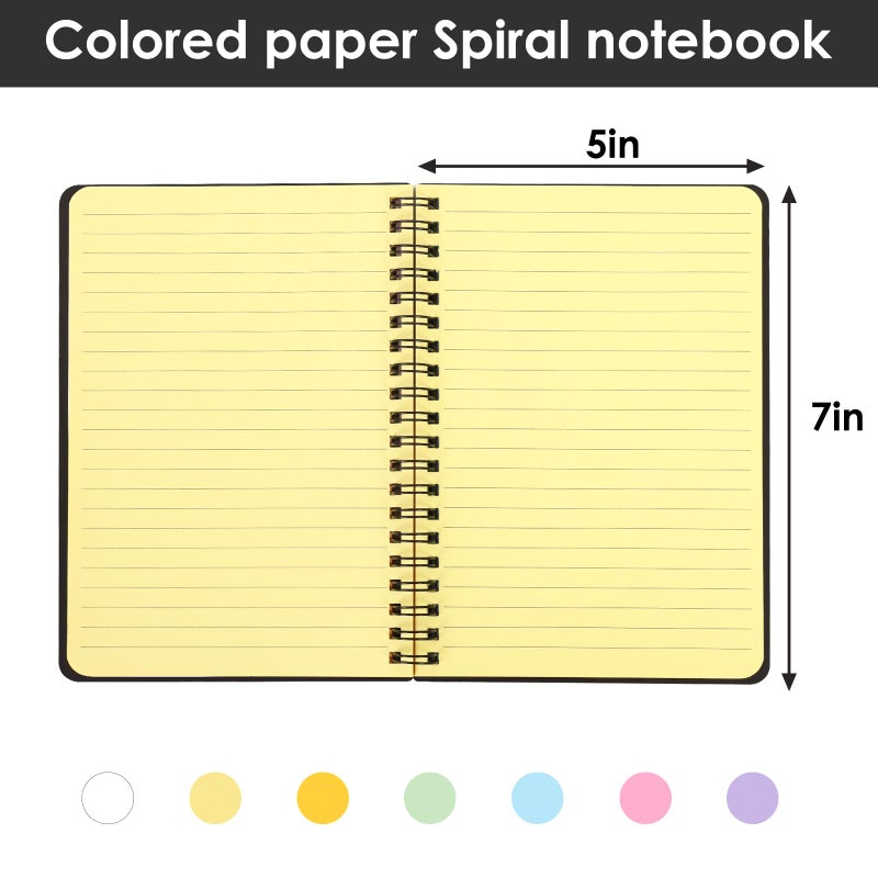 LABUK 4 Pack 5 x 7in Spiral Notebook, Spiral Journals, Poly Cover 7 Bright Neon Colored Lined Paper Memo Pads 100 Sheets/200 Pages for School, Office - Image 2