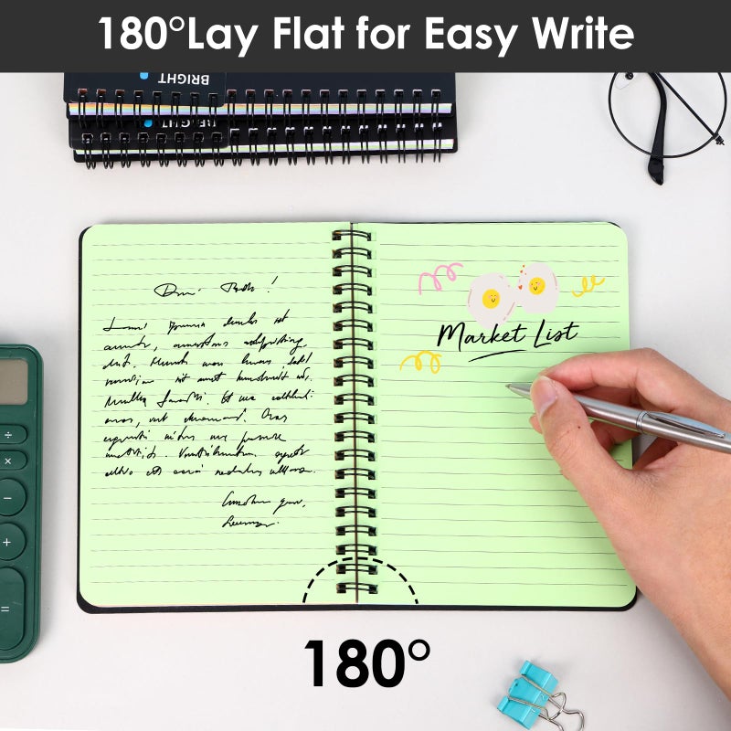 LABUK 4 Pack 5 x 7in Spiral Notebook, Spiral Journals, Poly Cover 7 Bright Neon Colored Lined Paper Memo Pads 100 Sheets/200 Pages for School, Office - Image 5