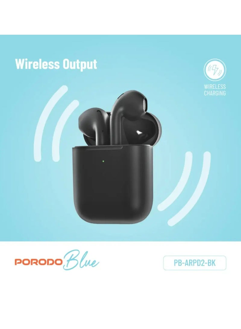 porodo Blue Deep Bass Wireless Earbuds 2, 20H Total Working Time, Wireless Charging, Independent Earbuds, Touch Control, Connectivity with Bluetooth 5.0 One-Step Pairing - Black - Image 4