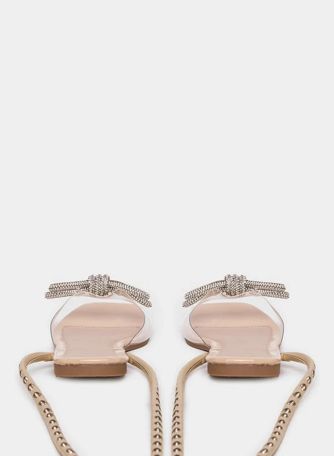 Styli Ribbon Long Strap flat Sandals