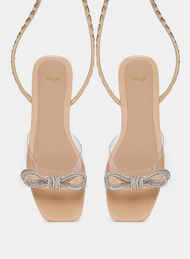 Styli Ribbon Long Strap flat Sandals