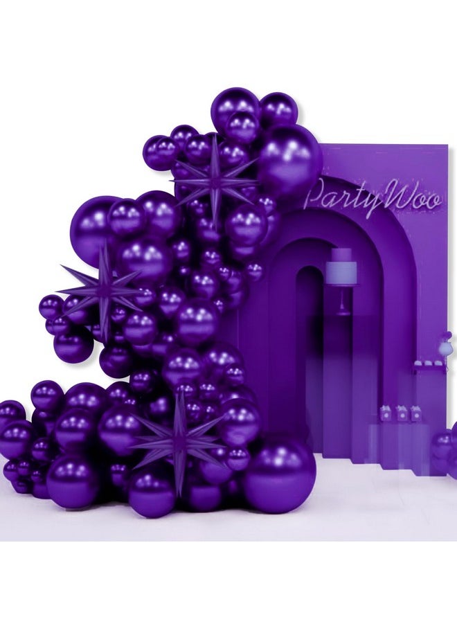 PartyWoo Royal Purple Balloons, 110 Pcs 22 Inch Star Balloons And Dark Purple Balloons Different Sizes Pack Of 18 Inch 12 Inch 10 Inch 5 Inch For Balloon Garland Or Arch As Birthday Party Decorations  - Image 1