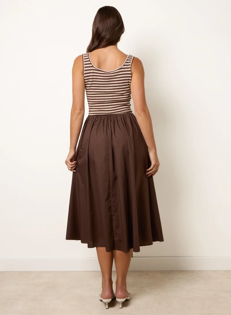 بلو فانيلا Knitted 2 In 1 Stripe Dress