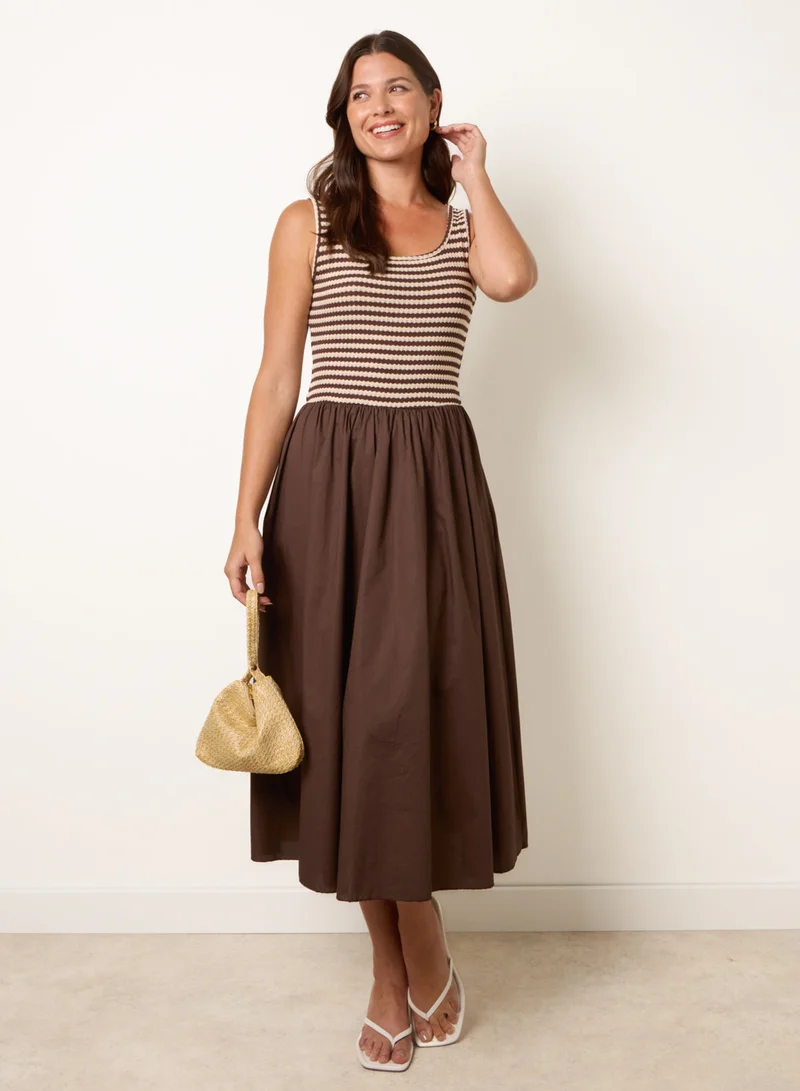 بلو فانيلا Knitted 2 In 1 Stripe Dress