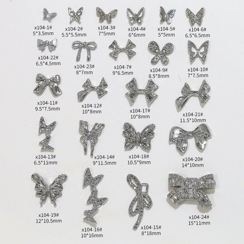 Popular Online Silver Butterfly Nail Accessories Metal Three-Dimensional Alloy Light Luxury High-Grade Nail Accessories - Image 5
