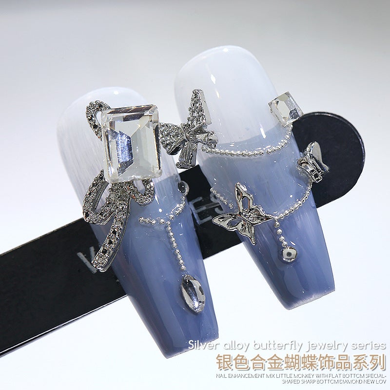 Popular Online Silver Butterfly Nail Accessories Metal Three-Dimensional Alloy Light Luxury High-Grade Nail Accessories - Image 4