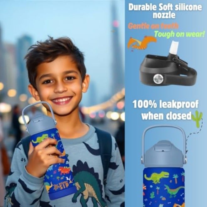 Oceanic Boys Stainless Steel Water Bottle 550ml 18oz Double-Wall Vacuum Insulated 304 Stainless steel Water Bottle BPA FREE Leak  Proof - Image 4