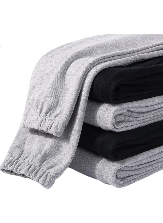 GENIOLAMODE Men'S Casual Pants Spring And Autumn Fashion Loose-Fit Youth Elastic Cuff Long Trousers Grey 2Xl - Image 2