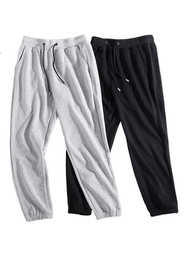 GENIOLAMODE Men'S Casual Pants Spring And Autumn Fashion Loose-Fit Youth Elastic Cuff Long Trousers Grey 2Xl - Image 3