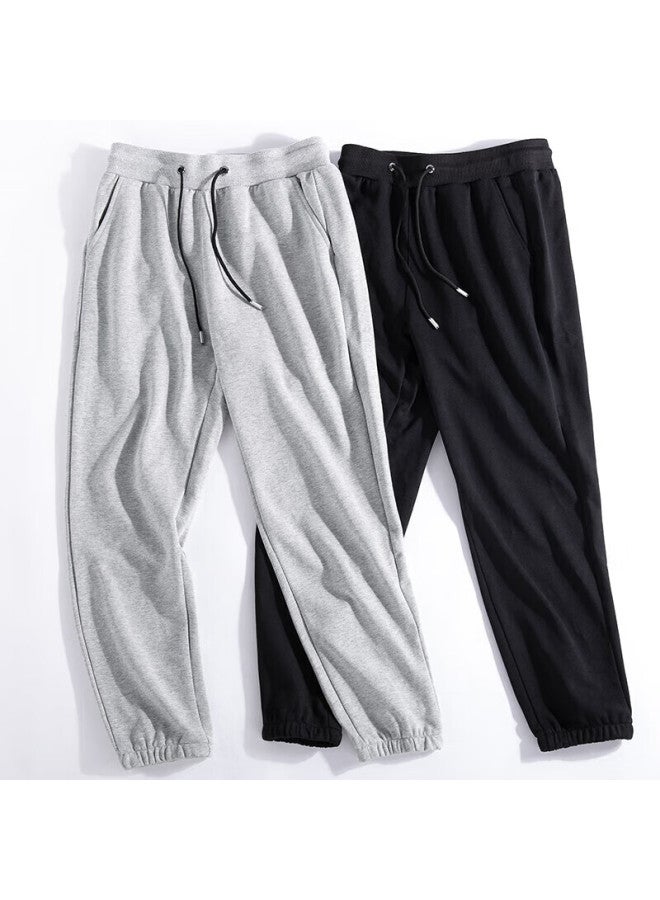 Geniolamode Men's Casual Pants Spring And Autumn Fashion Loose-fit Youth Elastic Cuff Long Trousers Grey 2XL - Image 3