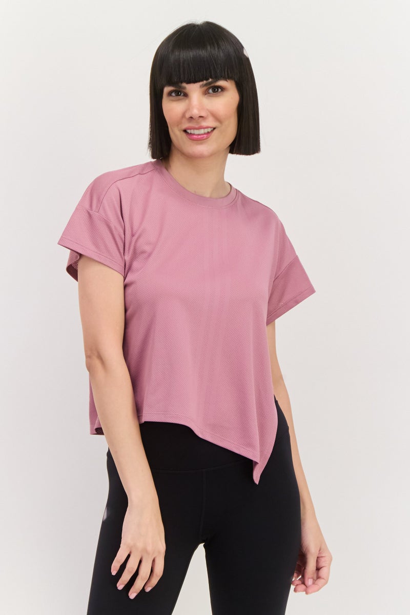 Adidas Women Sportswear Fit Short Sleeve Training Top, Mauve - Image 1