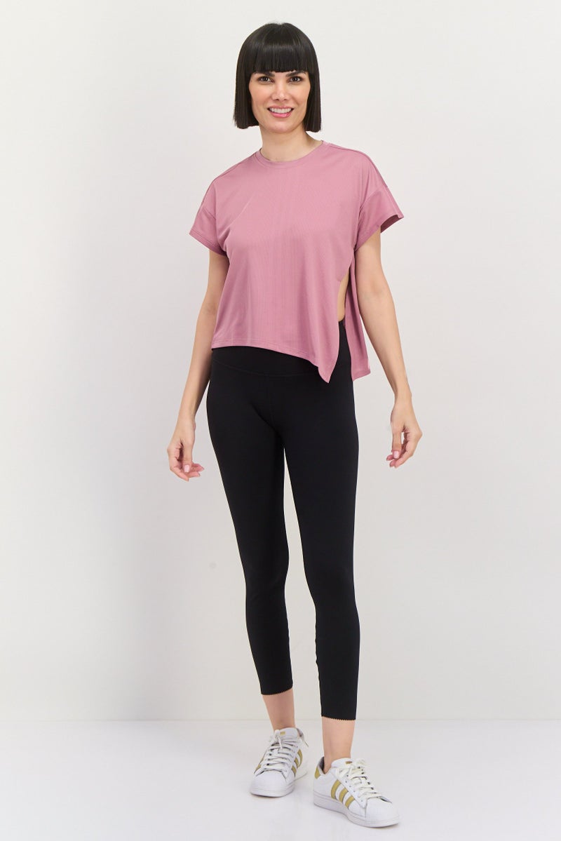 Adidas Women Sportswear Fit Short Sleeve Training Top, Mauve - Image 4