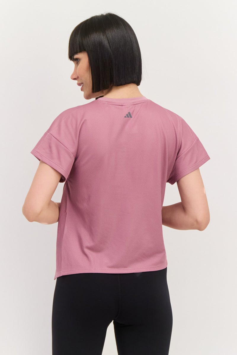 Adidas Women Sportswear Fit Short Sleeve Training Top, Mauve - Image 3