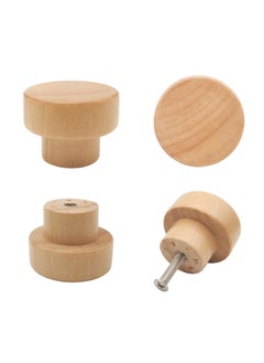 RTYY 6PCS Wood Knobs Flat Top Round Cabinet Knobs 1.39"(35mm) Natural Wooden Dresser Drawer Knobs Kitchen Cabinet Pulls Handles Wood Furniture Knobs  - Image 2