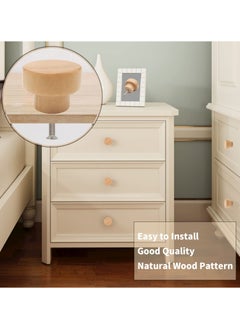 RTYY 6PCS Wood Knobs Flat Top Round Cabinet Knobs 1.39"(35mm) Natural Wooden Dresser Drawer Knobs Kitchen Cabinet Pulls Handles Wood Furniture Knobs  - Image 3