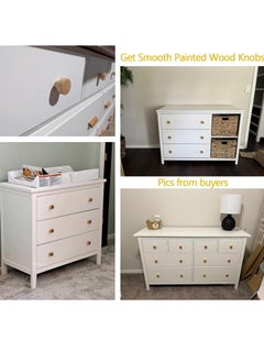 RTYY 6PCS Wood Knobs Flat Top Round Cabinet Knobs 1.39"(35mm) Natural Wooden Dresser Drawer Knobs Kitchen Cabinet Pulls Handles Wood Furniture Knobs  - Image 5