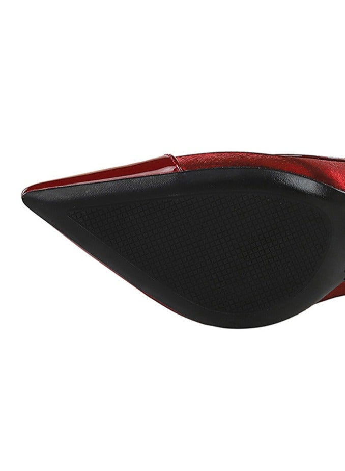 بيج تري مضخات الحزب الأنيقة للمرأة أشارت إلى إصبع القدم المغلق الكعب العالي النبيذ الأحمر 9.5CM - Image 5