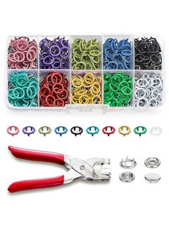 olerthf Olerthf 10 Colors Hollow Sewing Snaps for FabricMetal Snap Buttons with Fastener Pliers Press Tool Kit Solid Metal Prong Buttons with Plastic Storage Case and Snap Plier for DIY Clothing Crafting Sewing  - Image 1