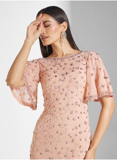 Frock and Frill Flutter Sleeve Sequin Maxi Dress  - Image 3