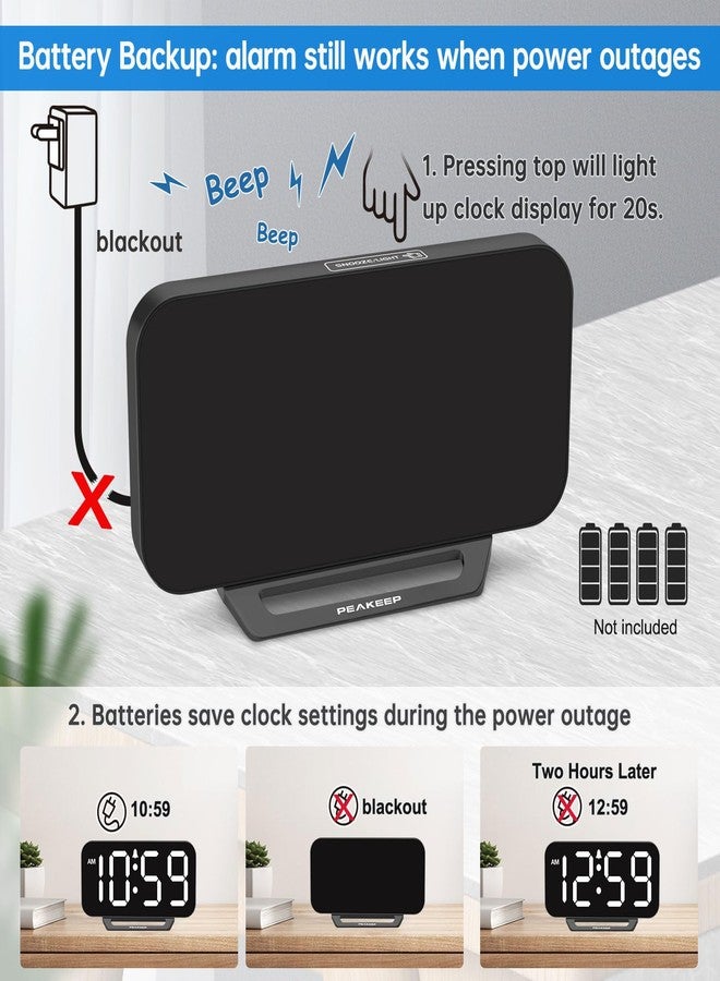 Peakeep Small Digital Alarm Clock for Bedrooms, Loud for Heavy Sleepers - Image 5