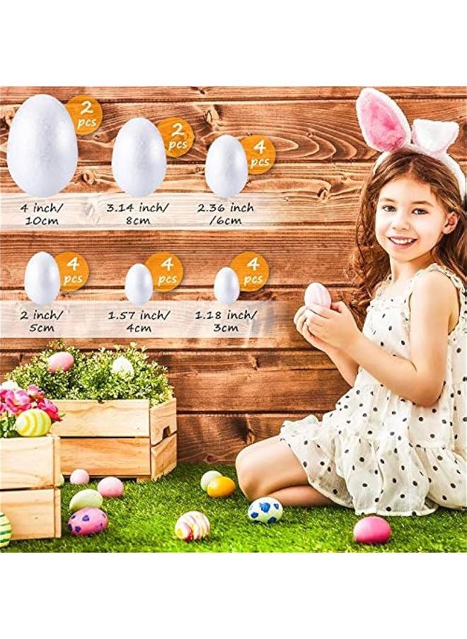 Arabest 6 Sizes Large Small Foam Eggs for Easter Crafts Large Decorative White Smooth Craft Foam Eggs for Spring Easter   Holiday Crafts Making Handmade DIY Painting School Projects  - Image 2