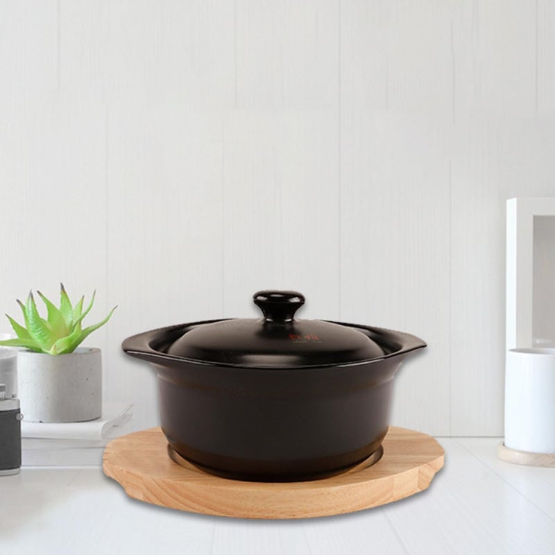 Operitacx Heat-Resistant Natural Hardwood Trivet, Multi-Function Heat Proof Pad for Stone Bowls and Casseroles, Oval Kitchen Accessory Mat 17x22.5cm for Home Dining Use - Image 4