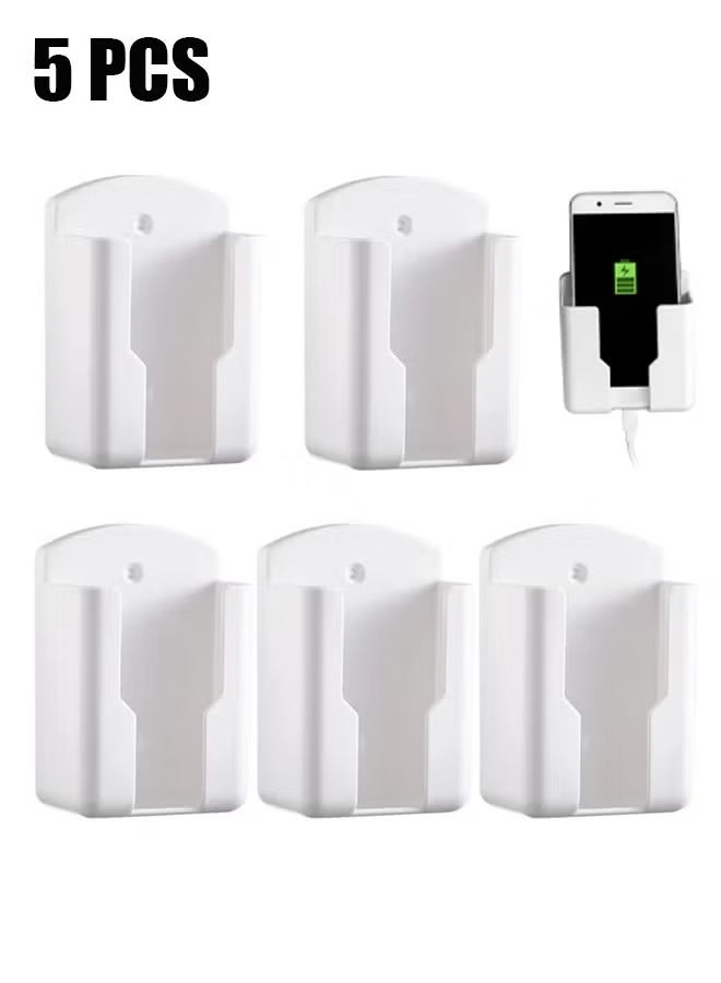 Wall Mount Remote Control Holder, 5 Pcs TV Air Conditioner Remote Control Holder, Wall Mount Storage Box Organizer, for Home Nightstand Office Desk School Supply Storage (White) - Image 1