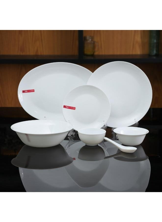 DELCASA Delcasa 33 Piece Opalware Dinner Set | Includes Oval Plate, Dinner, Flat and Soups Plates, Shallow Bowls and Soup Spoons/ Dishwasher-Safe, Freezer and Microwave Safe/ Chip-Resistant and Food-Grade/ White  - Image 4