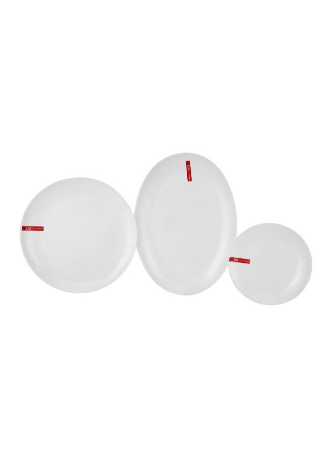 DELCASA Delcasa 33 Piece Opalware Dinner Set | Includes Oval Plate, Dinner, Flat and Soups Plates, Shallow Bowls and Soup Spoons/ Dishwasher-Safe, Freezer and Microwave Safe/ Chip-Resistant and Food-Grade/ White  - Image 5