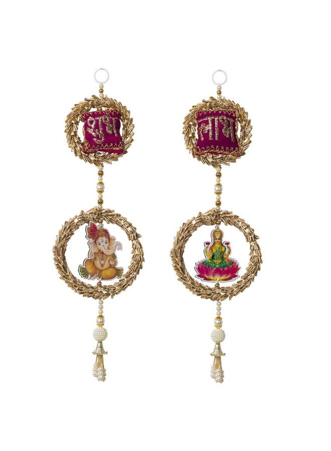 Kaameri Bazaar Lakshmi Ganesh Door Hanging with Shubh Labh Bangle Set - Image 1