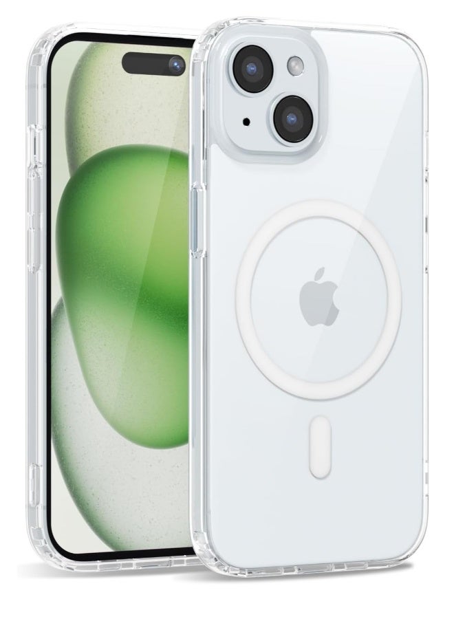 DUSALA iPhone 15 Clear Magnetic Cover Mag Safe Compatible Hybrid Protective Crystal Clear Hard Back Case Shockproof Silicone Frame Slim Transparent Case for Apple iPhone 15 - Image 1