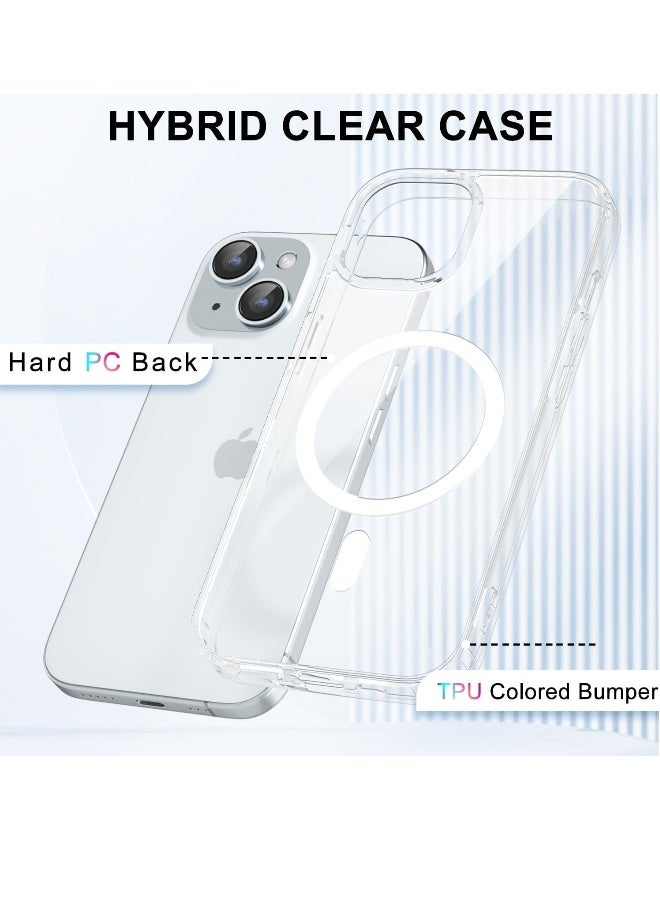 DUSALA iPhone 15 Clear Magnetic Cover Mag Safe Compatible Hybrid Protective Crystal Clear Hard Back Case Shockproof Silicone Frame Slim Transparent Case for Apple iPhone 15 - Image 4