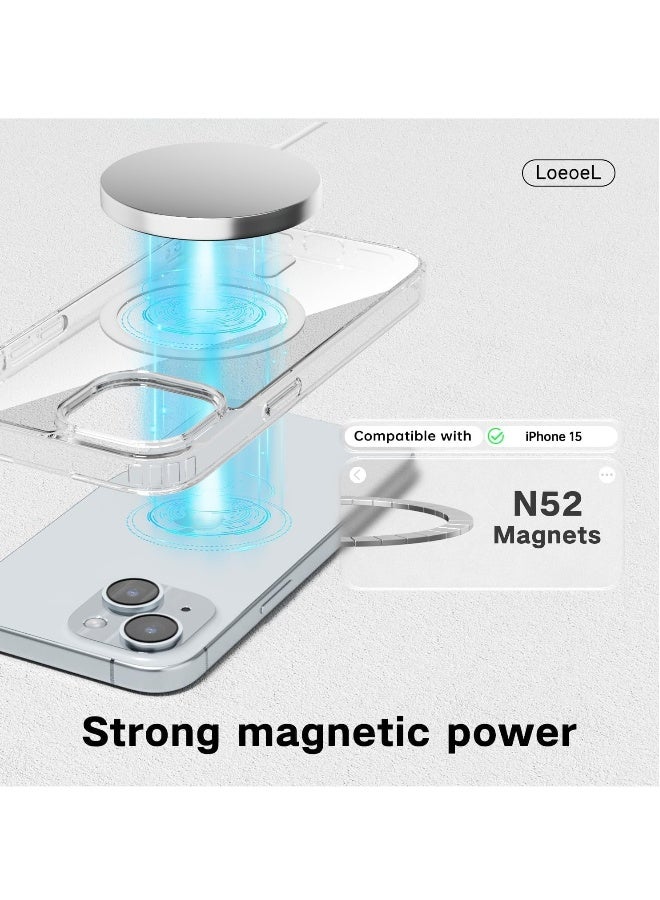 DUSALA iPhone 15 Clear Magnetic Cover Mag Safe Compatible Hybrid Protective Crystal Clear Hard Back Case Shockproof Silicone Frame Slim Transparent Case for Apple iPhone 15 - Image 3
