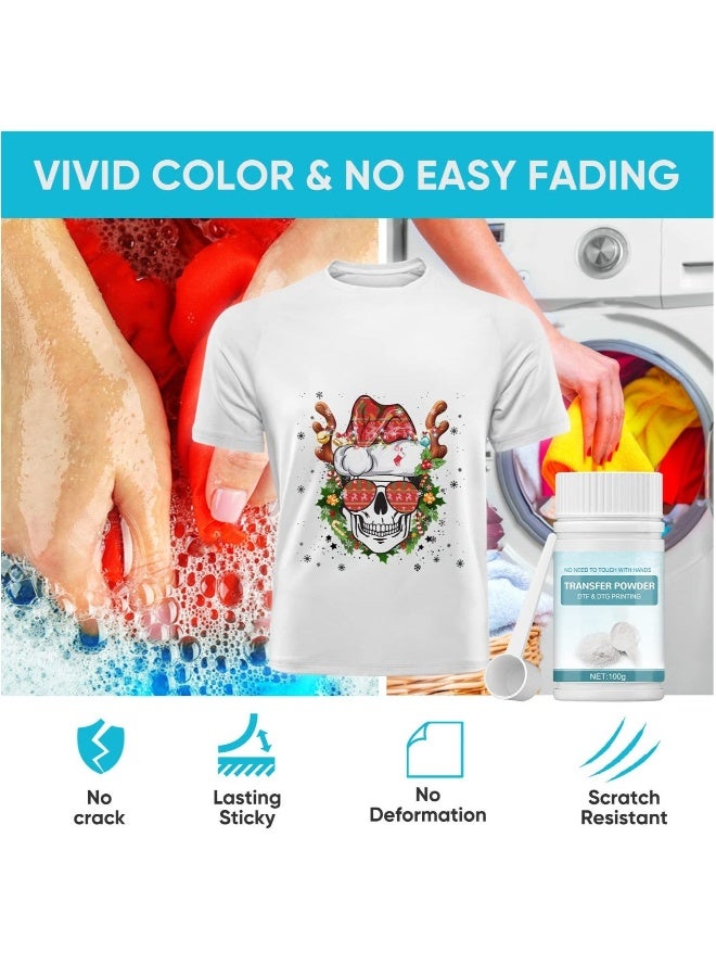 DTF Powder White Digital Transfer Hot Melt Adhesive DTG Pretreat Powder DTF DTG Printer DTF Hot Melt Adhesive Powder for All DTF Printers on All Fabric Include T Shirt Jeans Cotton Textile  - Image 3