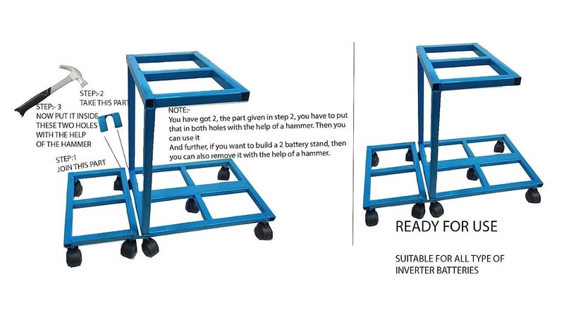 RAJCHIEF RAJCHIEF Heavy Duty Super Quality Custom Inverter Battery Trolley in Best Metal with Twin Caster WheelsSuitable for All Type of Inverter Batteries  - Image 3
