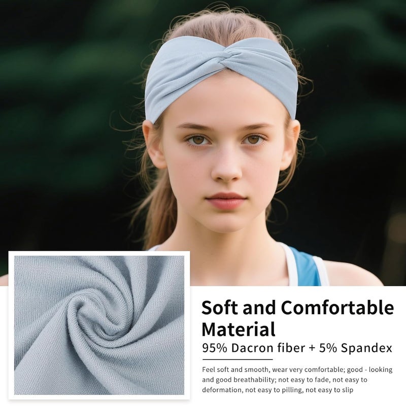 Panleding 12 Pcs Stretchy Headbands for Women, Absorbed Sport Headband Soft Twist Knotted Hairbands for Daily Life Yoga Workout (Neutral Color 1) - Image 3