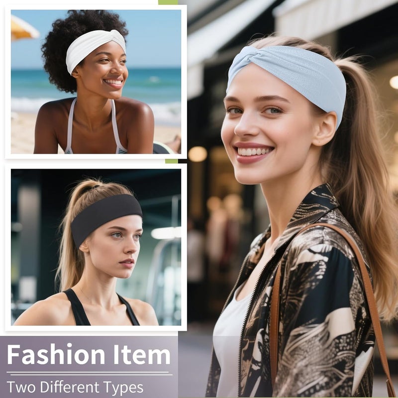Panleding 12 Pcs Stretchy Headbands for Women, Absorbed Sport Headband Soft Twist Knotted Hairbands for Daily Life Yoga Workout (Neutral Color 1) - Image 5