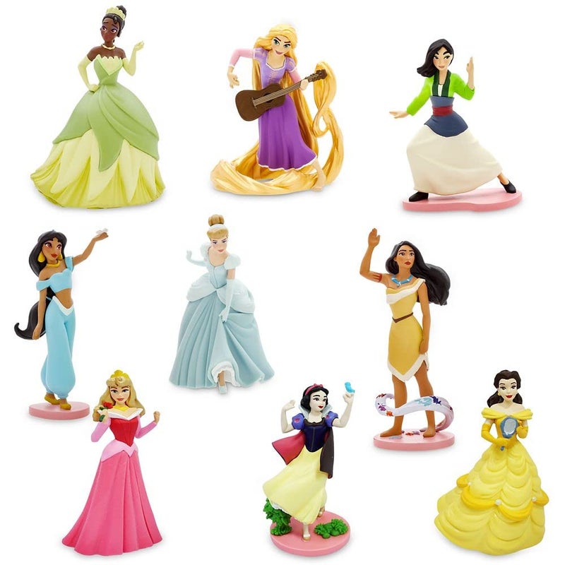 Disney store مجموعة ألعاب تماثيل الأميرات من متجر ديزني الرسمي - 9 تماثيل ديزني منحوتة بالكامل مع قواعد ملحقة تشمل رابونزل، سندريلا، أورورا والمزيد، تأتي في عبوة عرض مناظر طبيعية - Image 2