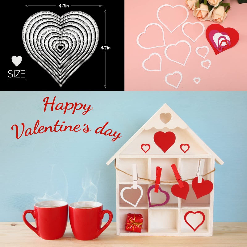 Sieral 8 Pieces Valentine Die Cuts for Card Making Love Letter Metal Happy Valentines Heart Cutting Dies Stencils for Scrapbooking Card Making Photo Album DIY Crafts Decor - Image 2