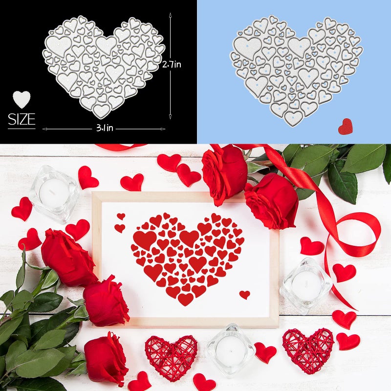 Sieral 8 Pieces Valentine Die Cuts for Card Making Love Letter Metal Happy Valentines Heart Cutting Dies Stencils for Scrapbooking Card Making Photo Album DIY Crafts Decor - Image 5