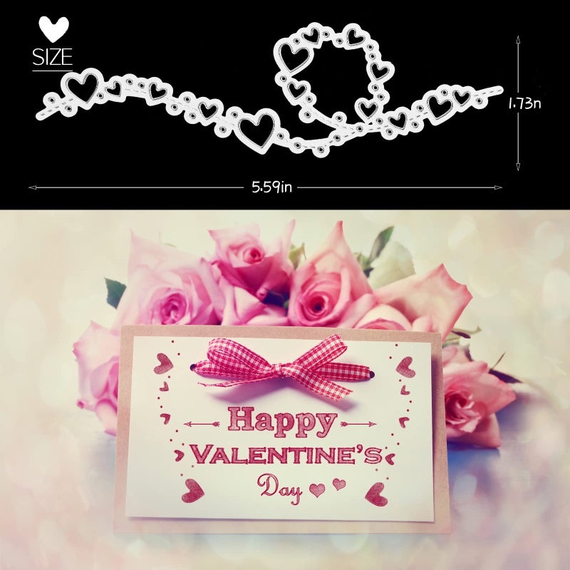 Sieral 8 Pieces Valentine Die Cuts for Card Making Love Letter Metal Happy Valentines Heart Cutting Dies Stencils for Scrapbooking Card Making Photo Album DIY Crafts Decor - Image 3