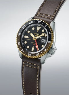 Seiko Mens 5 Sports SKX GMT Automatic Mocha Black Dial Brown Leather Strap Watch - SSK036K1  - Image 2