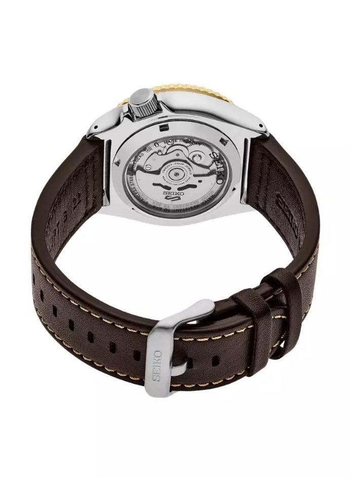 Seiko Mens 5 Sports SKX GMT Automatic Mocha Black Dial Brown Leather Strap Watch - SSK036K1  - Image 3